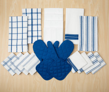 20 点セット、テリー&フラットキッチンタオル、布巾、小麦粉袋、オーブンミット、鍋つかみ